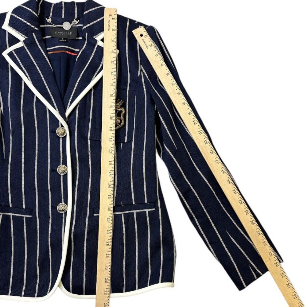 Carlisle Collection Linen Blend Jacket Captain Nautical Luxe Sz6 Tailored Blazer - Picture 14 of 16
